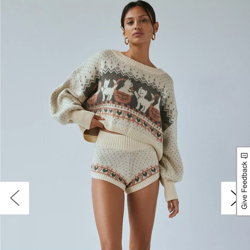 Out From Under Catching Feelings Fairisle Print Cropped Pullover